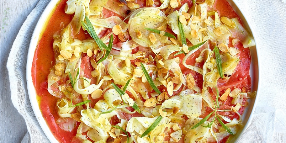 Rundscarpaccio met gemarineerde venkel