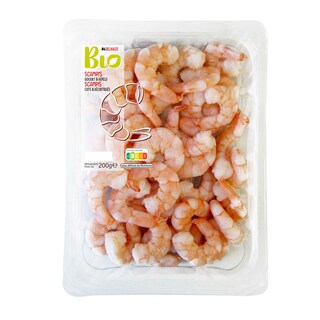 Delhaize | Bio | Scampis | Cuits | Décortiqués | Bio 200 gr