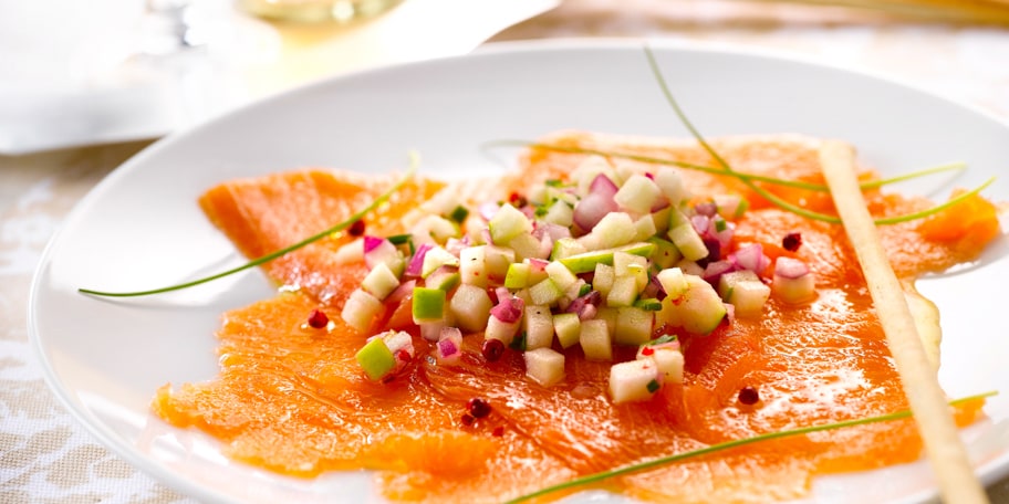 Zalmcarpaccio met groene appel