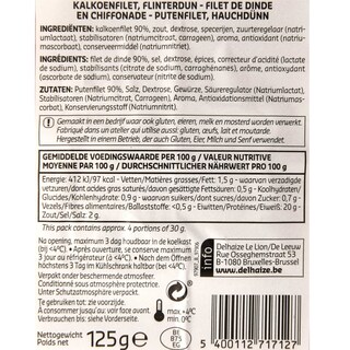 Delhaize | Kalkoenfilet | Flinterdun | Sneden 125 gr