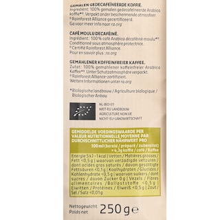 Delhaize | Bio | Koffie | Cafeïnevrij | Gemalen | Bio 