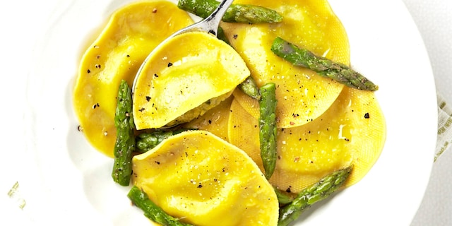 Ravioli met groene asperges