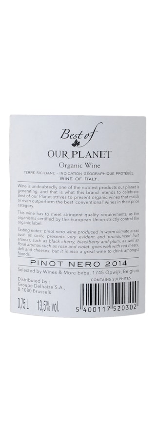 Italie - Italië | Terra Siciliane IGP | Best Of Our Planet Pinot Nero Rouge | Bio 