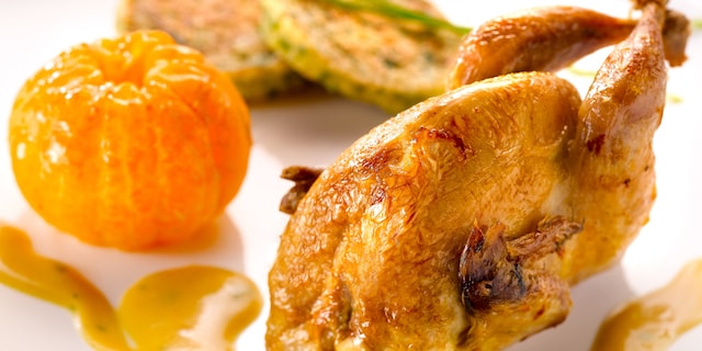 Kwartels met clementines en honing