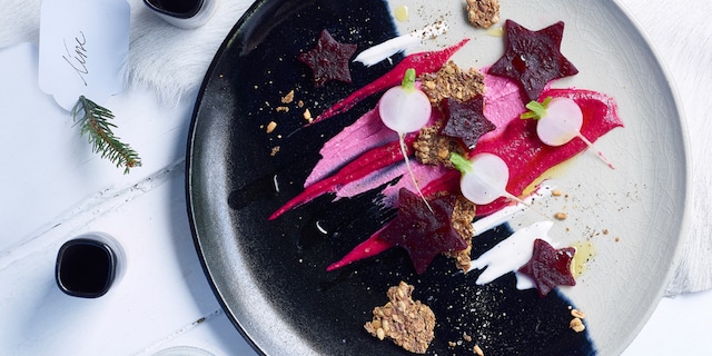 Rodebietencrème met geitenkaas