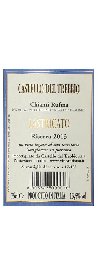 Italie - Italië | Toscana D.O.C.G. | Lastricato Chianti Riserva Rufina Castello del Trebbio 13 Rood 