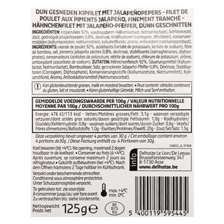 Delhaize | Kipfilet | Jalapeno | Sneden 125 gr