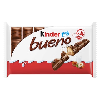 Kinder | Bueno | Chocolade | Melk-Hazelnoot | Reep | 4 stuks 
