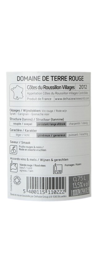 FR COTES ROUSSILLON VILLAGES | Côtes du Roussillon Villages | Domaine Terre Rouge 2012 