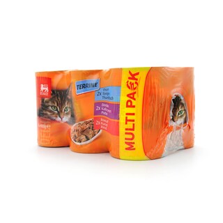 Delhaize | Aliment chat | Terrine | Thon-Dinde-Boeuf 
