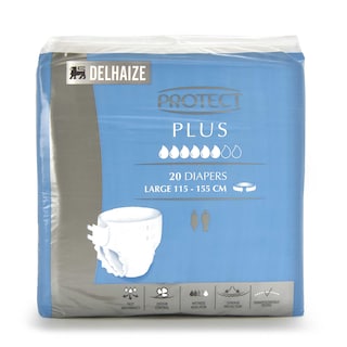 Delhaize | Protect|Incontinence|Couches|Plus|Large|20 pc 
