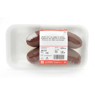 Delhaize | Boudin noir | Aux pommes et aux raisins 