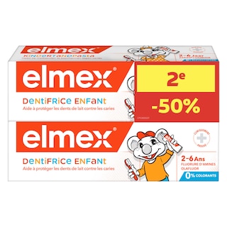 Elmex | Dentifrice | Enfants | 2 à 6 ans | 2x50ml | Promopack 2e50% 