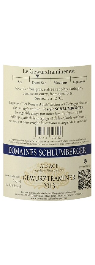 FR ALSACE GEWURZTRAMINER | Alsace - Schlumberger | Gewuztraminer Les Princes Abbés 14 