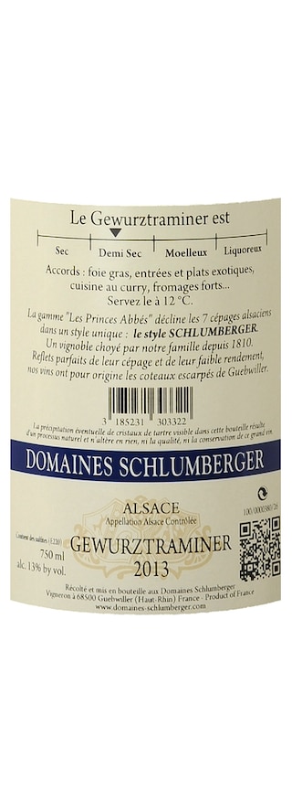 FR ALSACE GEWURZTRAMINER | Alsace - Schlumberger | Gewuztraminer Les Princes Abbés 14 
