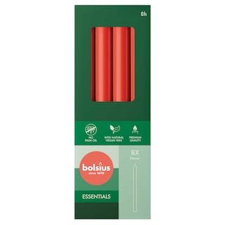 Dinerkaarsen | rood | 23cm | 8 stuks