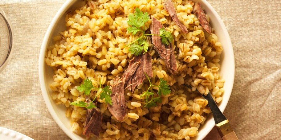 Risotto de blé au bouillon de volaille