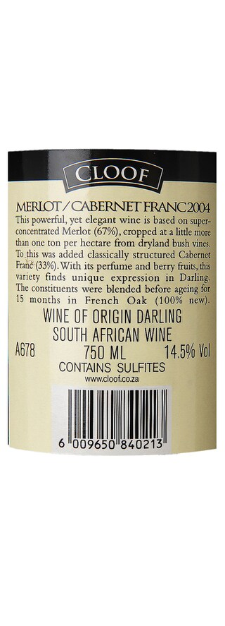 South Africa | Cloof Cabernet Merlot 04 | Rood 