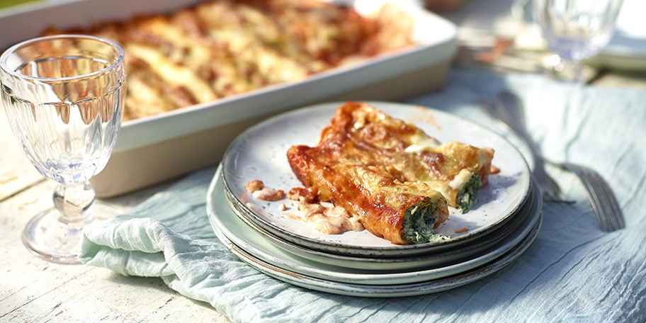 Cannelloni met ricotta en spinazie