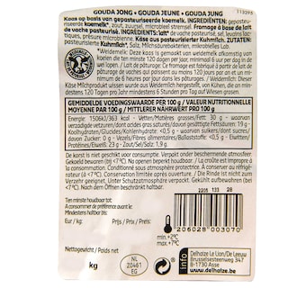 Delhaize | Gouda | Jeune | Bloc +/- 330 gr