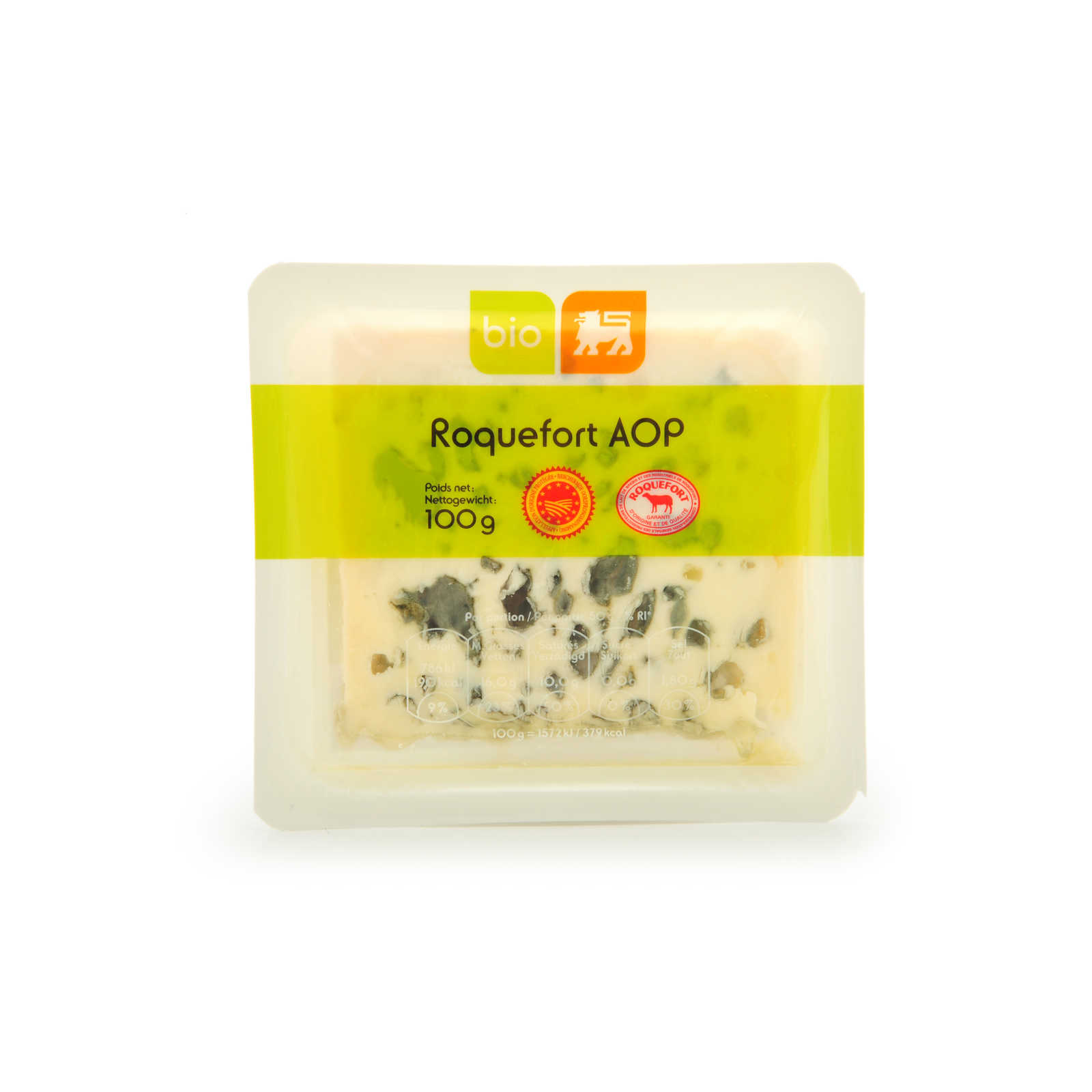 Delhaize Bio Fromage Fermenté Roquefort Aop Bloc Bio 100 Gr Delhaize 6946