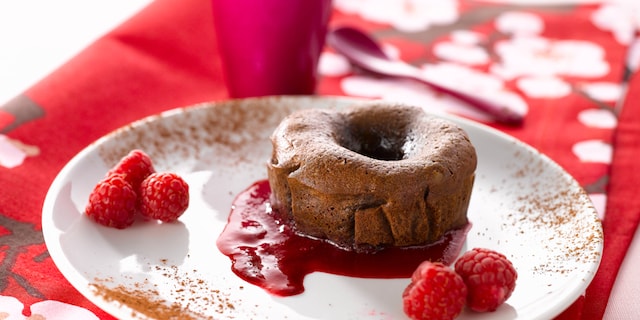 Fondants au chocolat, cœur de framboise