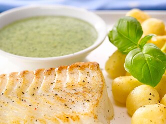 Skrei grillé et crème de pesto