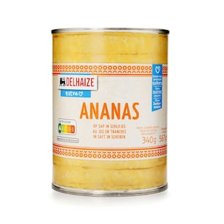Delhaize | Ananas | Tranches | Jus | Boîte 340 gr