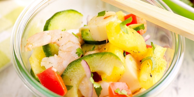 Garnalensalade met ananas en palmharten