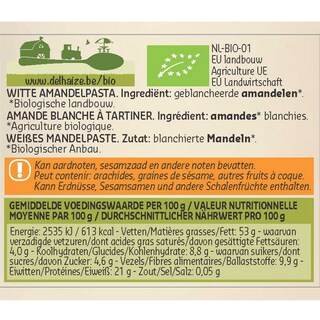Delhaize | Bio | Amandelpasta | Wit | Bio 