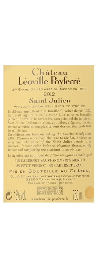 France - Frankrijk | Bordeaux - Saint-Julien | Château Léoville Poyferré 2012 