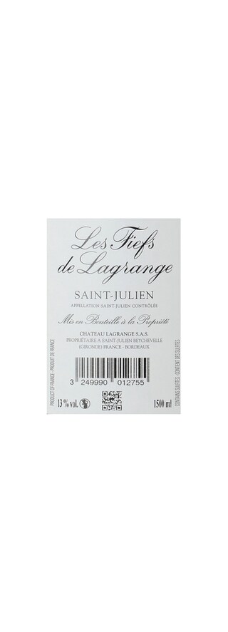 FR BORDEAUX SAINT JULIEN | Les Fiefs de Lagrange 2012 