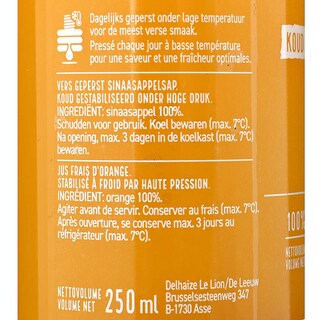 Delhaize | Vers geperst sap | Sinaasappel 25 cl