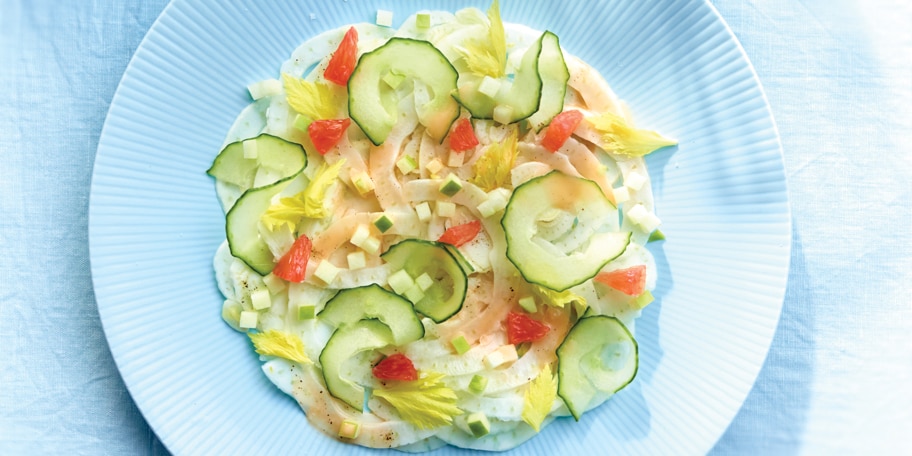 Carpaccio van venkel met roze pompelmoes