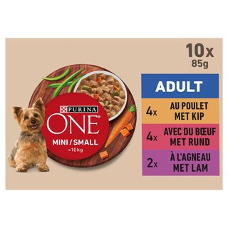 Purina ONE | Aliment Chien | Mini | Sauce | Viandes 10 x 85 gr