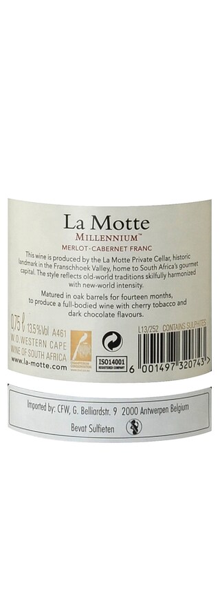 Afrique du Sud - Zuid-Afrika | Walker Bay | La Motte Millenium 2012 Rouge 