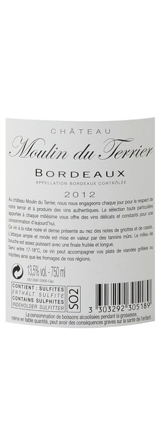 FR BORDEAUX BORDEAUX AC | Moulin du Terrier 2012 