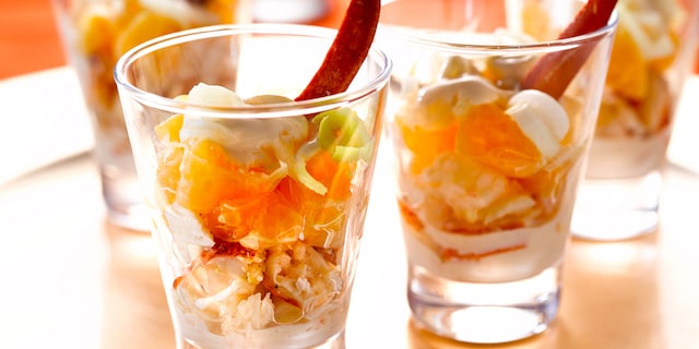 Verrine van kreeft met clementines en witloof