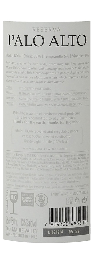 Chili | Maule Valley | Palo Alto Soft Blend Merlot Rouge 