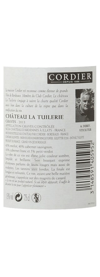 FR BORDEAUX GRAVES | Château La Tuilerie 2013 
