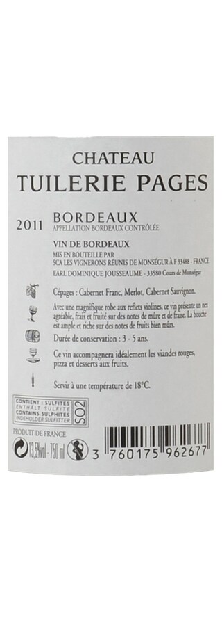 FR BORDEAUX BORDEAUX AC | Château Tuilerie Pages 2011 