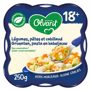 Olvarit | Maaltijd | Groenten Kabeljauw Pasta | 18M 250 gr