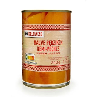 Delhaize | Pêches | Demi | Jus | Boîte 