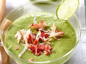 Groene gazpacho met krab