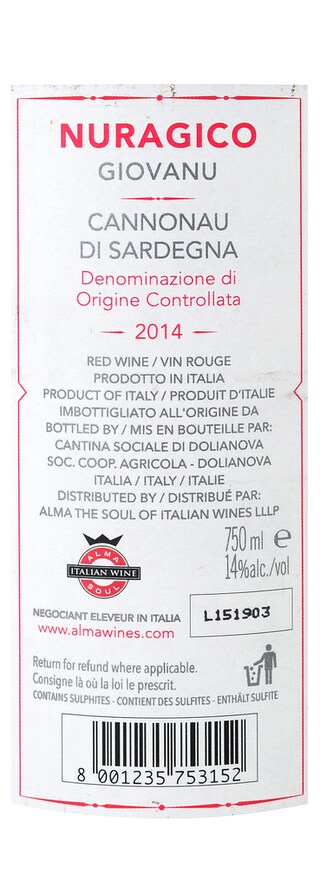 Italie - Italië | Sardegna DOC | Nuragico Giovanu Cannonau 14 Rouge 
