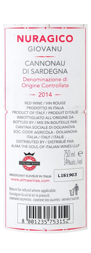Italie - Italië | Sardegna DOC | Nuragico Giovanu Cannonau 14 Rouge 