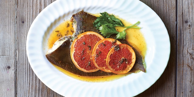 Schol met pompelmoesboter