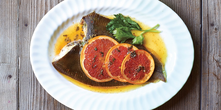 Schol met pompelmoesboter