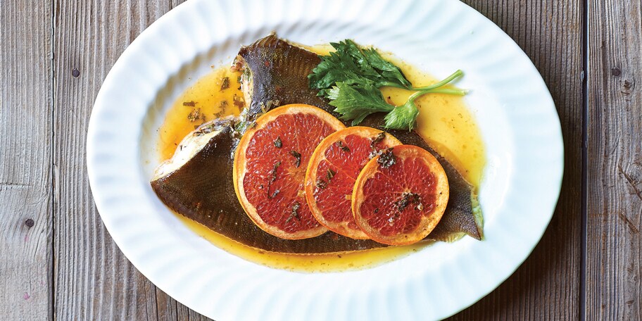 Schol met pompelmoesboter