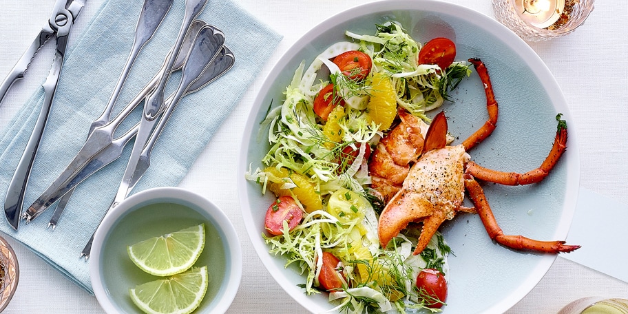 Homard au fenouil mariné, à l'orange et à l'aneth